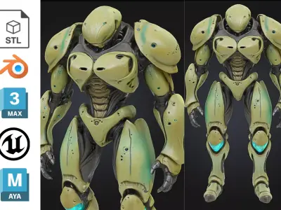 Futuristic Sci Fi Robot Low-poly 3D model