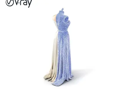 Elegant Evening Dress Mannequin Ivory Chiffon model pack Low-poly 3D model