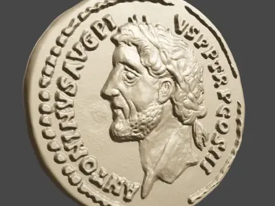  ANTONINUS PIUS AUREUS ROME AU50-53 GOLD RIC108C 3D print model