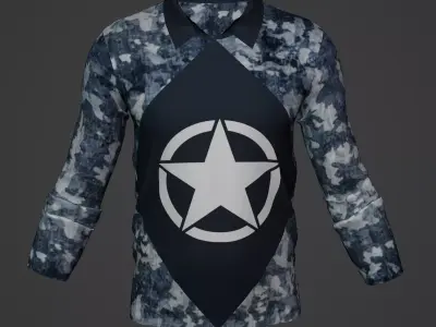 Military Soldier Clothing T-shirt Low-poly 3D model 10