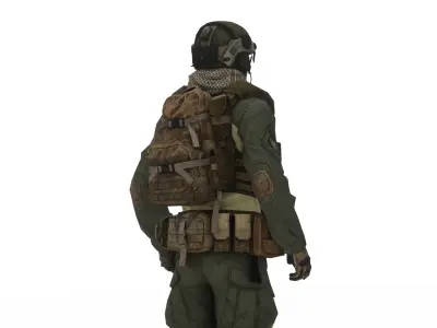 Tactical Spec Ops Soldier Fully Rigged Realistic 3D Model Low-poly 3D model