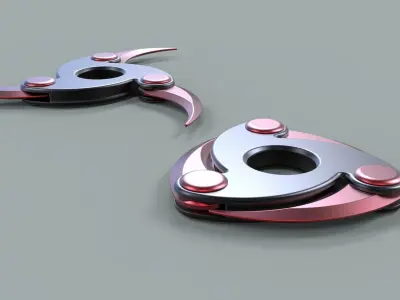 Shuriken 3 pair of metal blades 3D model