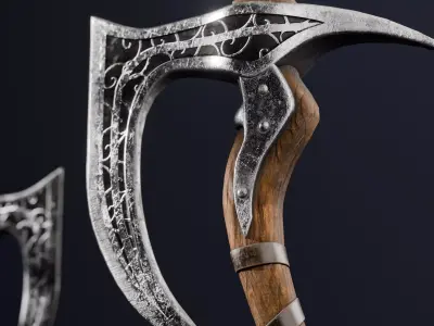  Viking Bearded Axe Game Ready Asset Low-poly 3D model