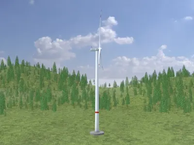Wind-turbine with foundation V2 H-175 RD 172 m Low-poly 3D model
