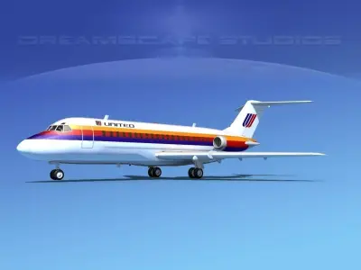 Douglas DC-9-15 United 2 3D model