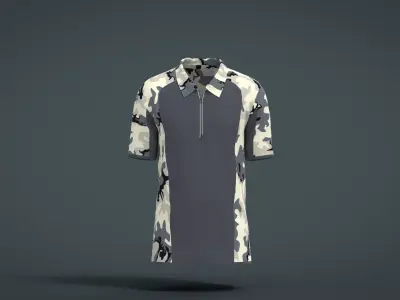 Military Outfit - T-shirt Low-poly 3D model 6