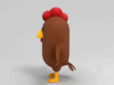 Rigged Brown Chicken Character 3D model