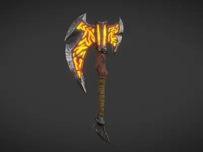 Fantasy Axe Low-poly 3D model 3