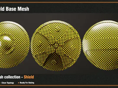 50 Shield Base Mesh - VOL 02-Game Ready  Low-poly 3D model