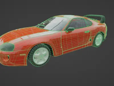 BEAT UP SPORT CAR Free low-poly 3D model