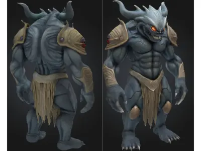 Horned Demon Monster Low-poly 3D model