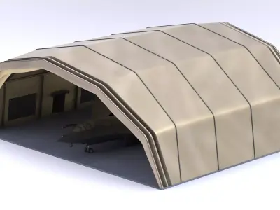 Military Airplane Hangar with Stealth Fighter 3D model