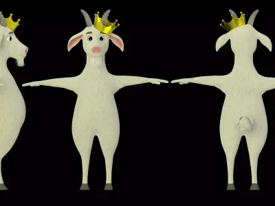 GOAT KING 3D CARTOON CHARACTER   Low-poly 3D model