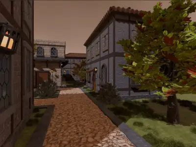 Medieval Castle Village 3D model