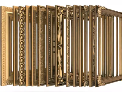 Golden picture frame 3D model