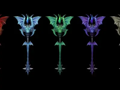 Dragon Scales Scepter Low-poly 3D model