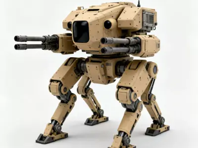 Realistic Quadruped Combat Mech 3D Model Low-poly 3D model