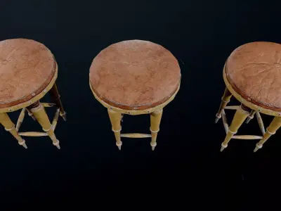 Industrial Workshop Stool - Game-Ready LODs Low-poly 3D model