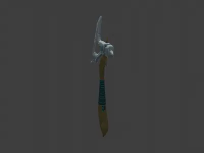 battle axe Low-poly 3D model 21