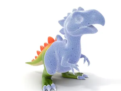 Cartoon Dinosaur Model Pack with Textured Details Low-poly 3D model