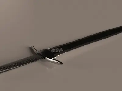 Broad Sword With Floral Embellishment 3D model