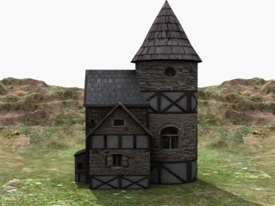 Medieval House Low-poly 3D model 20