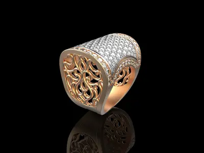 Ornament Diamonds Gold Ring 3D print model