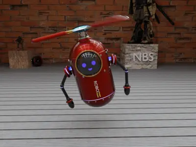 robot helicopter Free low-poly 3D model
