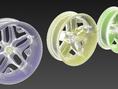 Wheel disk 3d model 3 in 1 3D model