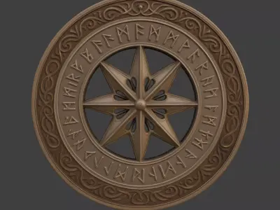 Nordic Runes Decor Disk 3D print model