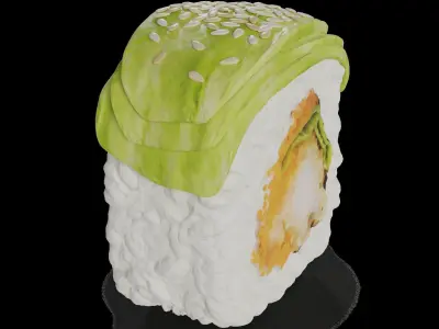 Sushi tiger prawn masago caviar avocado 3D model