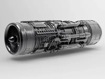 Aircraft engine 3D model V1