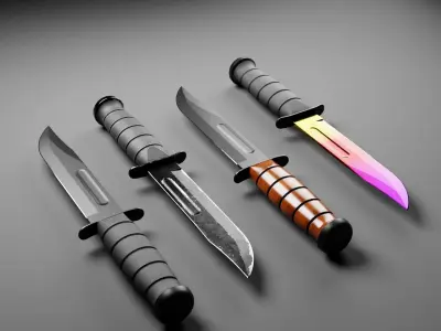 Combat Knife KA-BAR Collection Low-poly 3D model