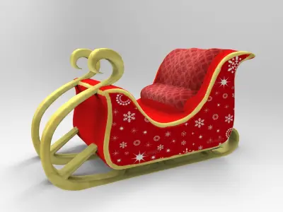 Santa Sled Free low-poly 3D model