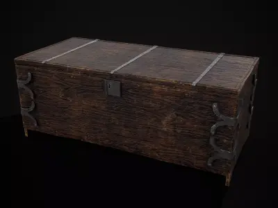 Old Wooden Strong Box Low-poly 3D model