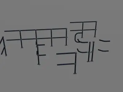 Modular Handrails  Free low-poly 3D model