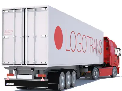 IVECO Hi-Way with Refrigerated Trailer 3D model