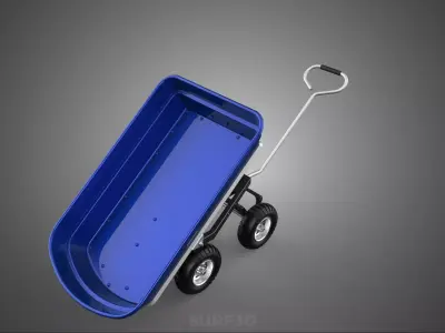 DURABLE BLUE TILT BIN DUMPER CART TROLLEY WHEELBARROW WAGON FARM 3D model