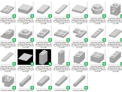 TwindBricks3D - Lego bricks collection - 36 pieces 3D print model