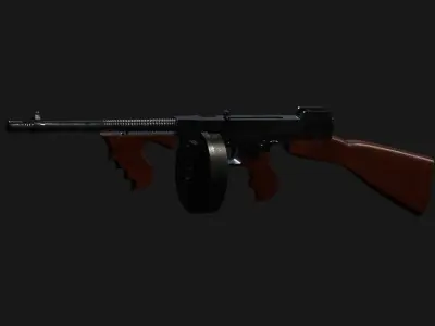 Thompson machine gun v2 Low-poly 3D model