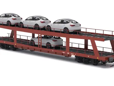 Autorack Car Transporter and Tesla Y 3D model