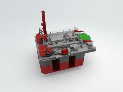 Balder Offshore Oil drilling  Rig Low-poly 3D model