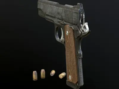Colt 1911 Black low poly and 4k textures Low-poly 3D model