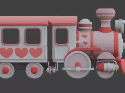 Stylized 3D Valentine Train Model Low-poly 3D model purchase