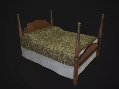 Vintage Bed Low-poly 3D model