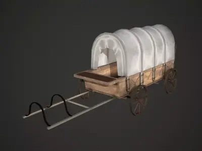 Wagon Low Poly covered Low-poly 3D model