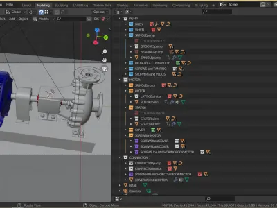 Centrifugal pump - generator or motor Low-poly 3D model