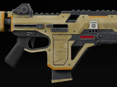Realistic futuristic gun Low-poly 3D model
