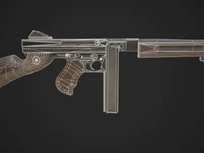 M1A1 Thompson SMG Low-poly 3D model