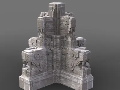 Mayan Dragon Statues 3  3D model